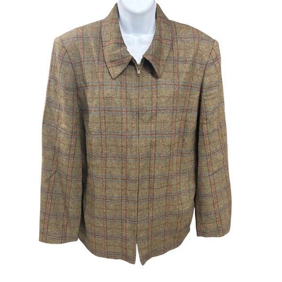 August Max Woman Tweed Plaid Zip Up Jacket Women's Size 18W Y2K - Picture 1 of 9